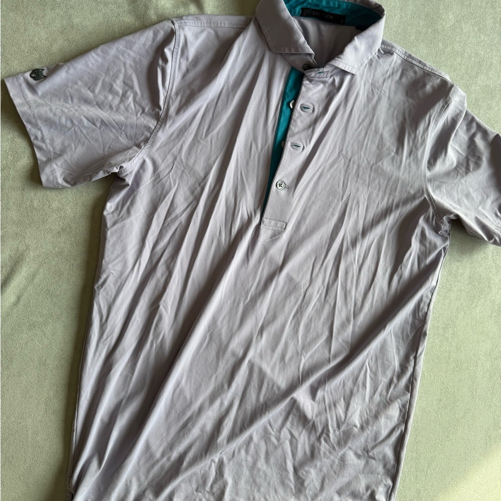 Men's Purple Golf Polo Shirt with Teal Accents